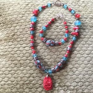 Cool statement necklace and bracelet set